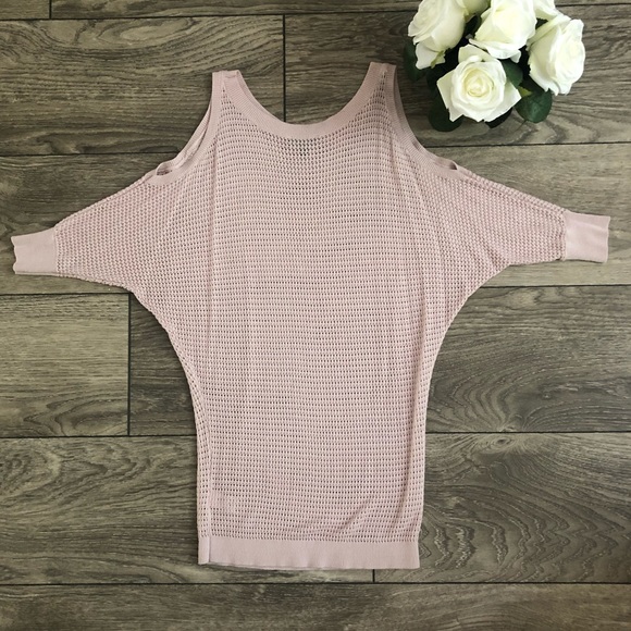 EXPRESS pink open knit cut out sleeve sweater size extra small - Picture 6 of 8